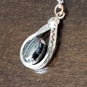 Vintage AmLee black onyx silver pendant